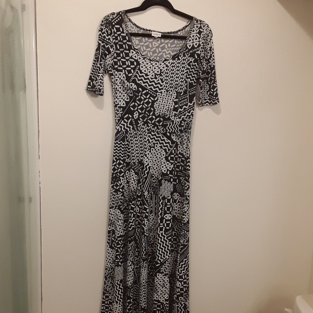 Lularoe Anna Dress Black White LLR Small S